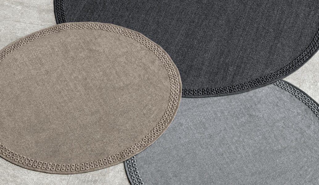 Accessoires runder Teppich Textilgewebe//Rahmenoptik 2