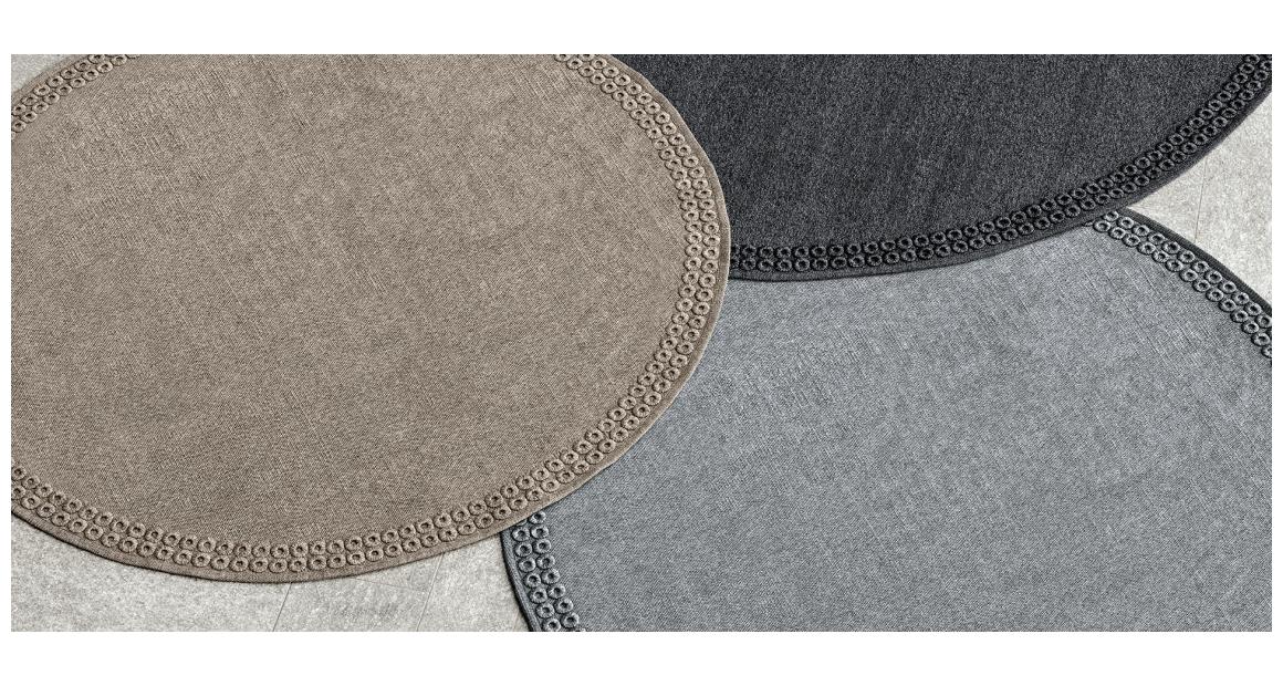 Accessoires runder Teppich Textilgewebe//Rahmenoptik