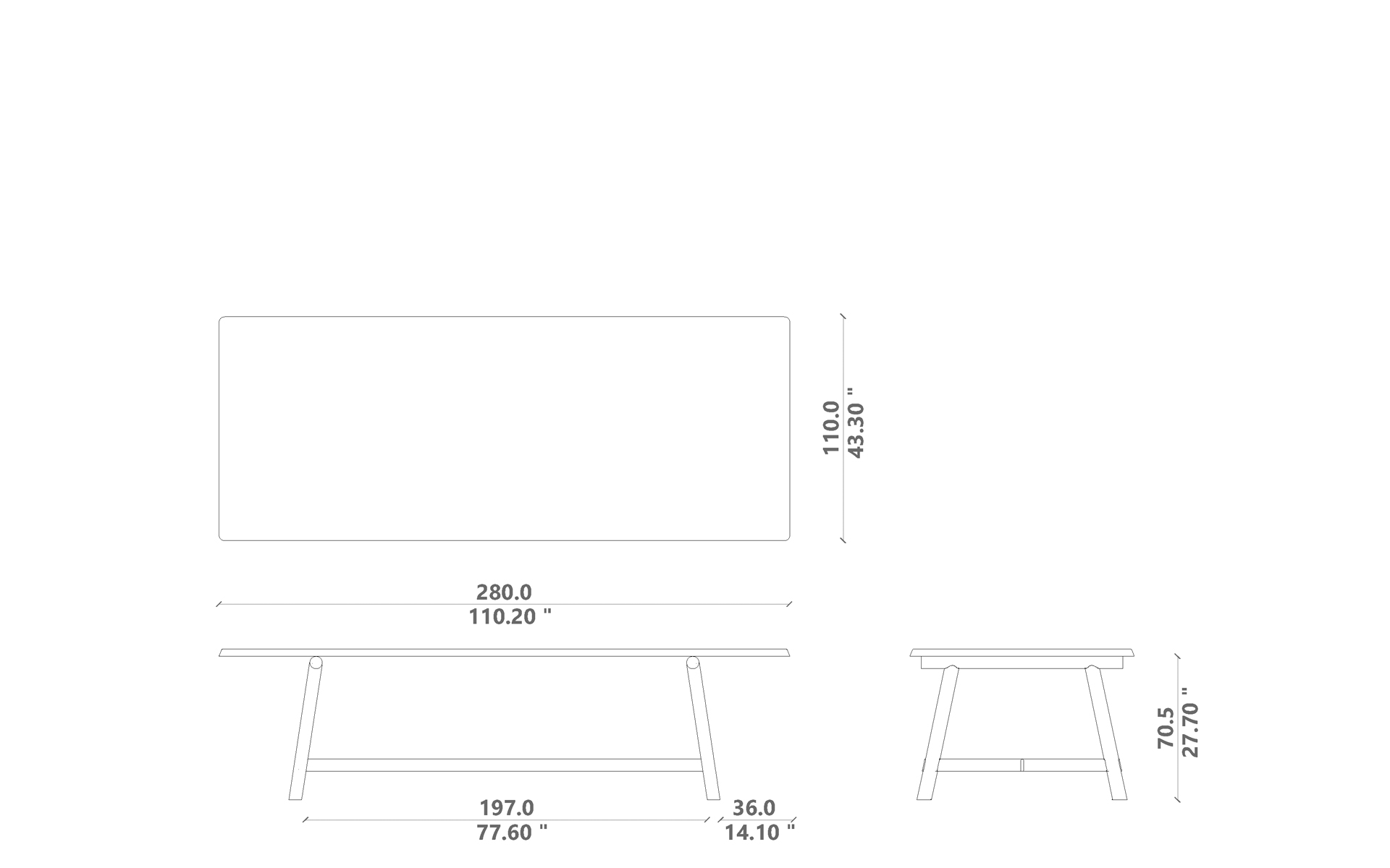 Hydra Dining table 280x110