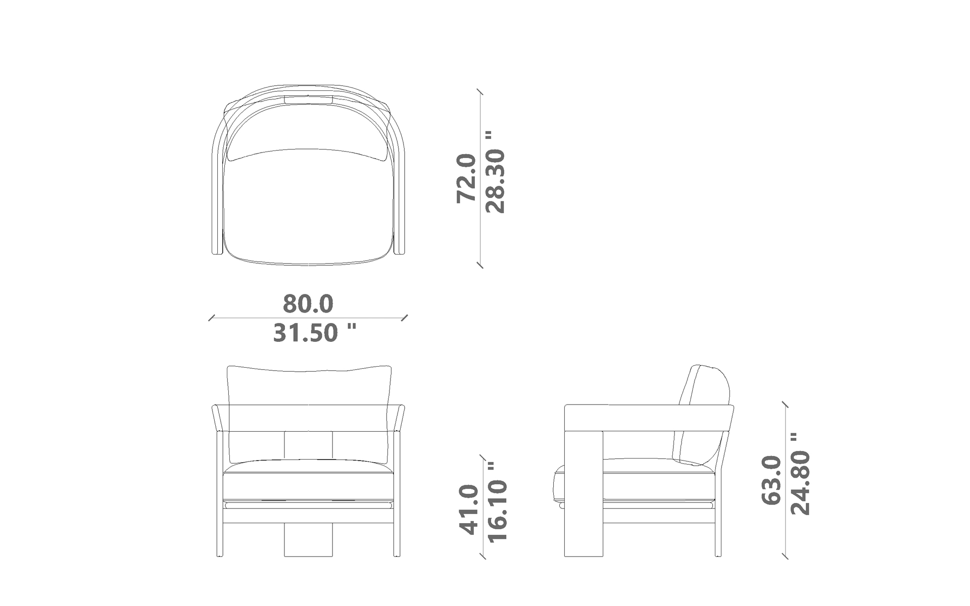 Freddie poltrona living con cuscino schienale 60x45
